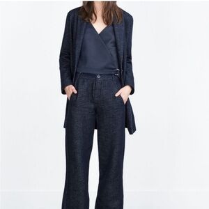 Zara Trafaluc Navy Wrap Top